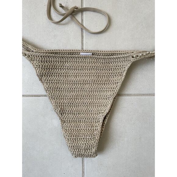 JMP Label Bikini Swim Cabo Crochet Pearl Triangle Swimsuit Pebble - Picture 4 of 13